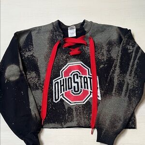 Gildan Black and Gray Ohio State Cropped Hoodie